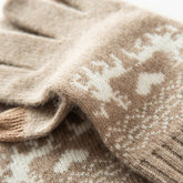 100% Cashmere Gloves Warm Christmas Gloves with Reindeer